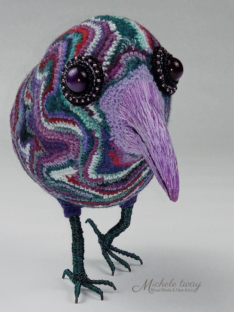 Matilda - mixed media bird sculpture by Michele Tway