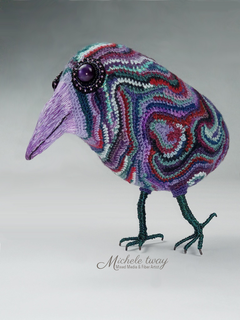 Matilda - fiber art bird sculpture by Michele Tway