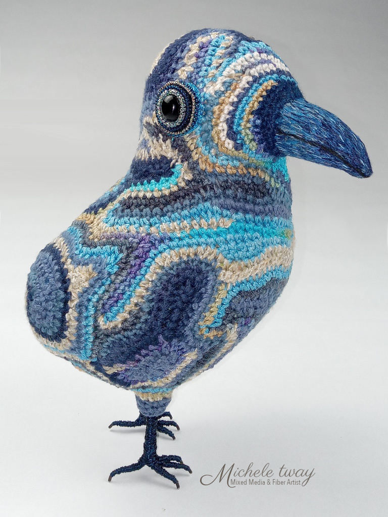 Maxfield, mixed media bird sculpture by Michele Tway