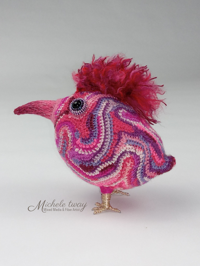 Rosie - bird sculpture by mixed media artist Michele Tway