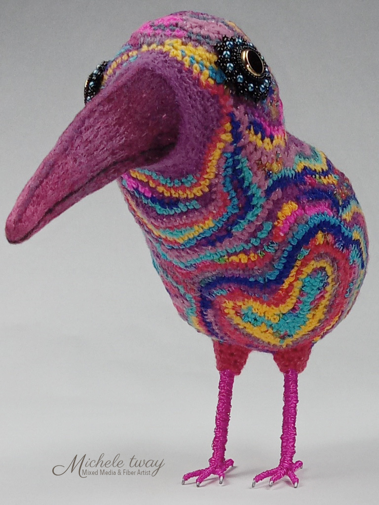 Iris - mixed media bird sculpture by Michele Tway