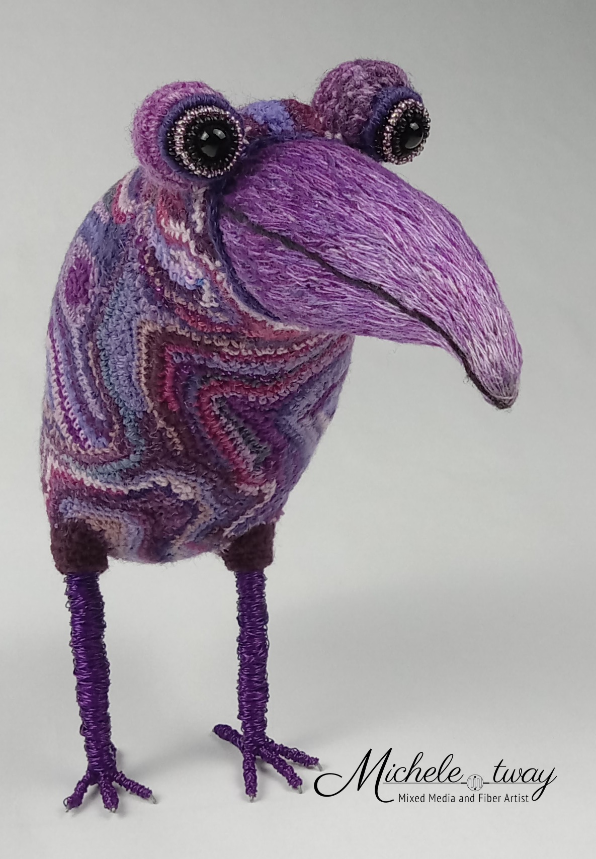 Oliver, a mixed media and fiber art sculpture by Michele Tway