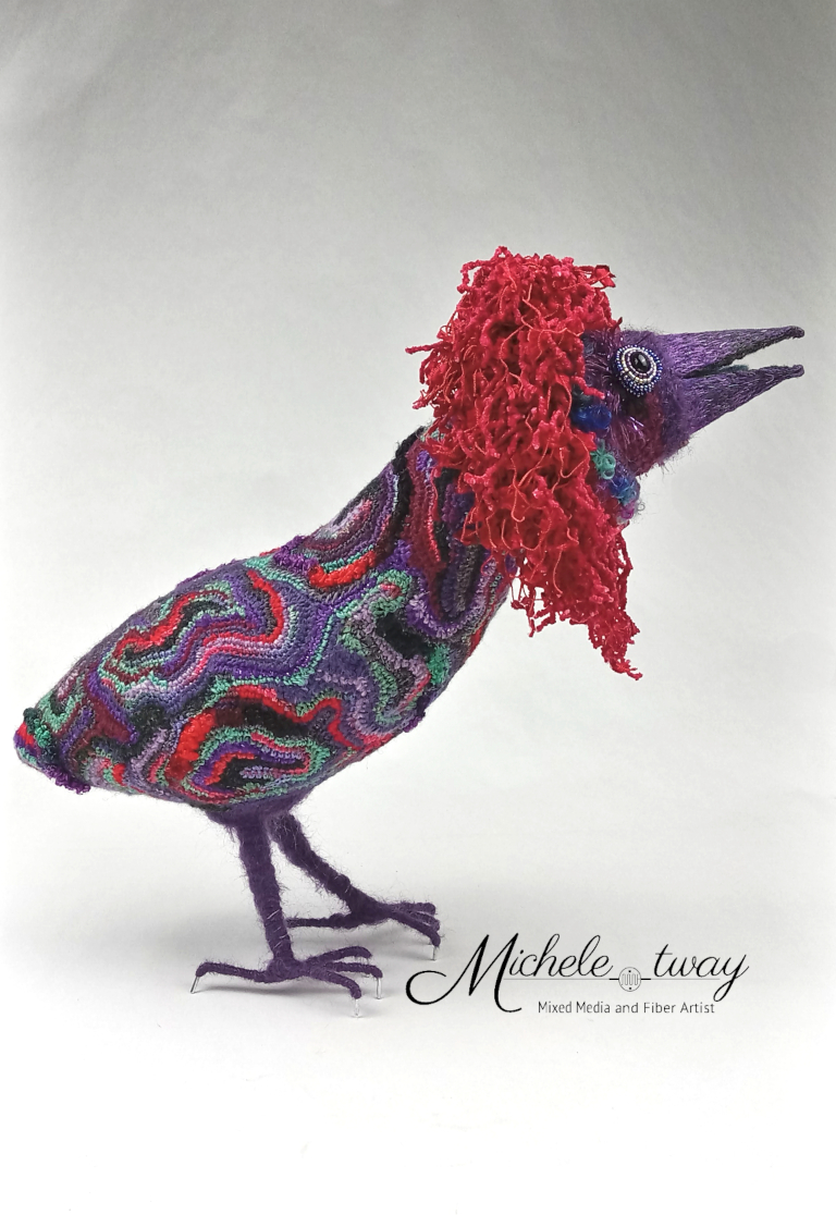 Agatha, a mixed media bird sculpture by Michele Tway.