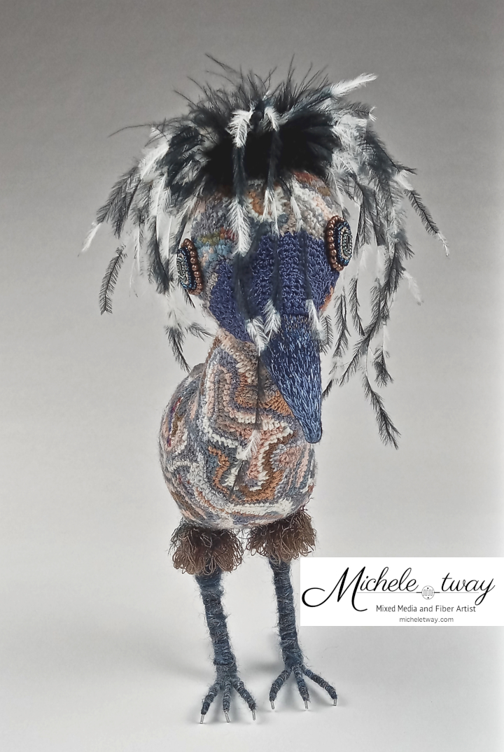 Phyllis, checking you out as you look at her - another fiber art sculpture from Michele Tway.