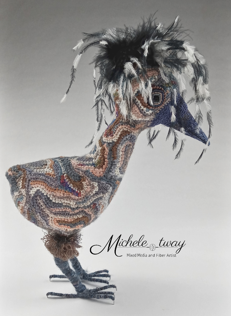 Ready for her close up. Meet Phyllis, a mixed media bird sculpture by Michele Tway