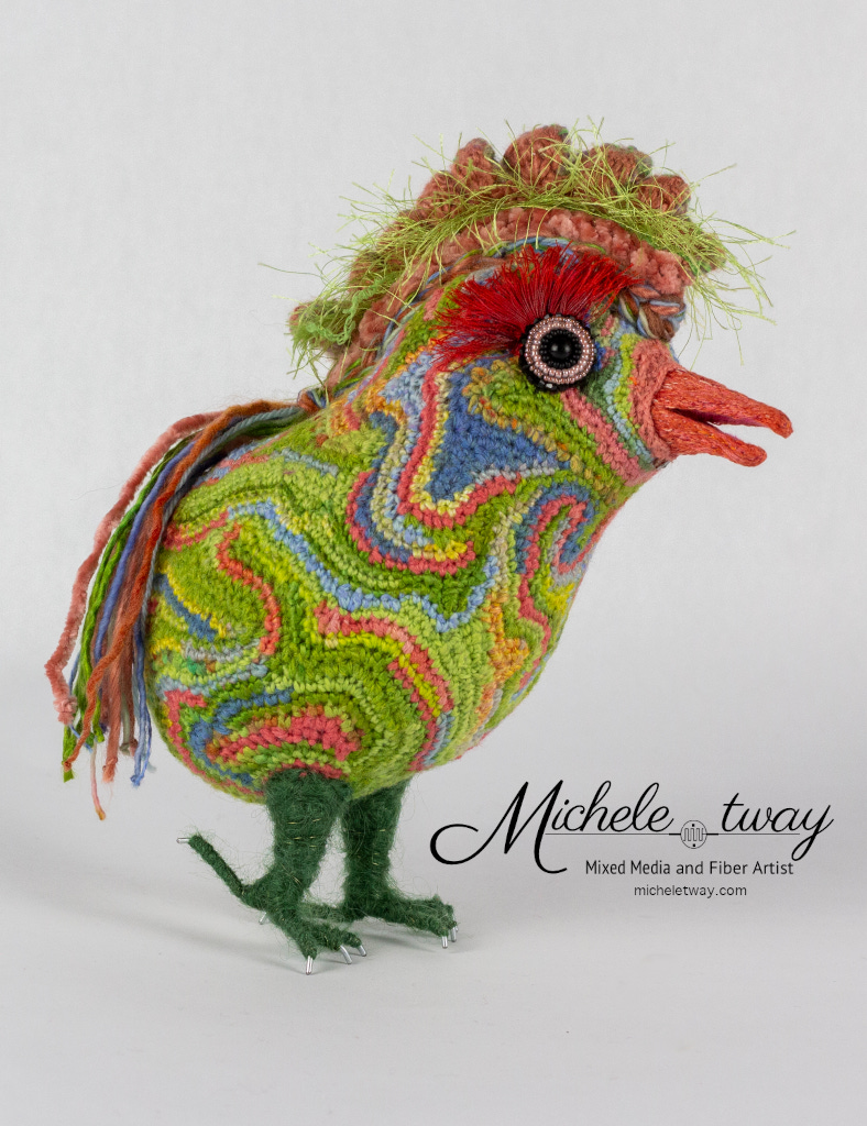 Mixed media crochet sculpture by Michele Tway.