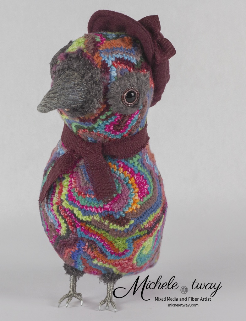 Mixed media crochet sculpture by Michele Tway.