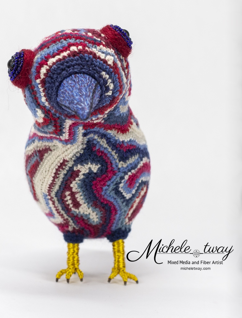 Mixed media crochet sculpture by Michele Tway.