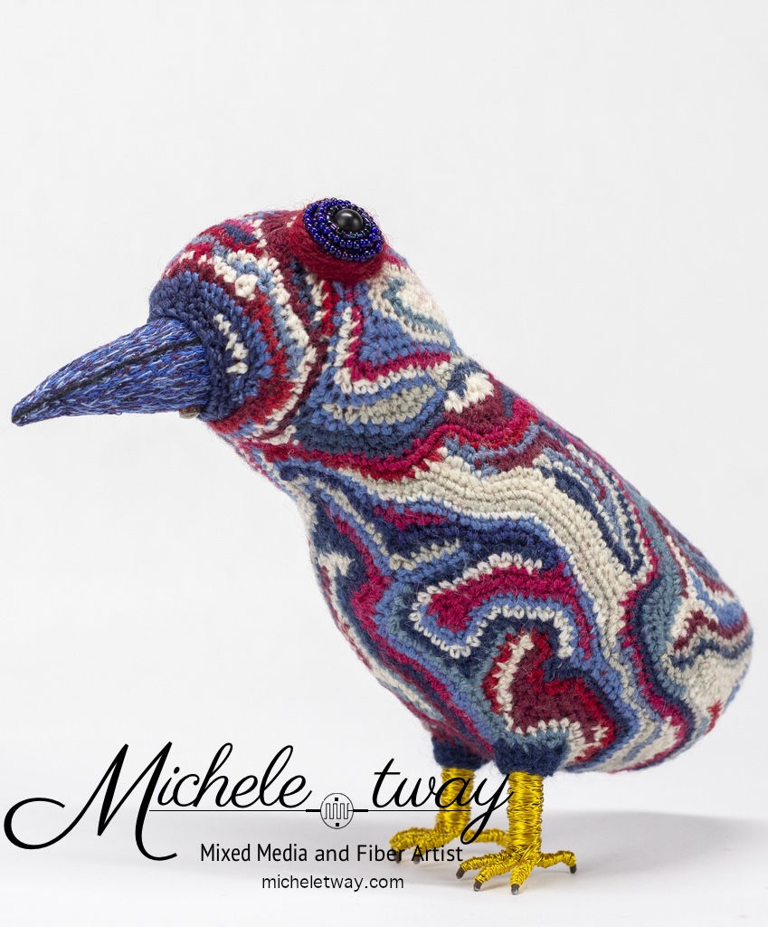 Mixed media crochet sculpture by Michele Tway.